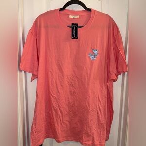 Simply Southern Coral Short-Sleeve Tee with Small Blue Graphic